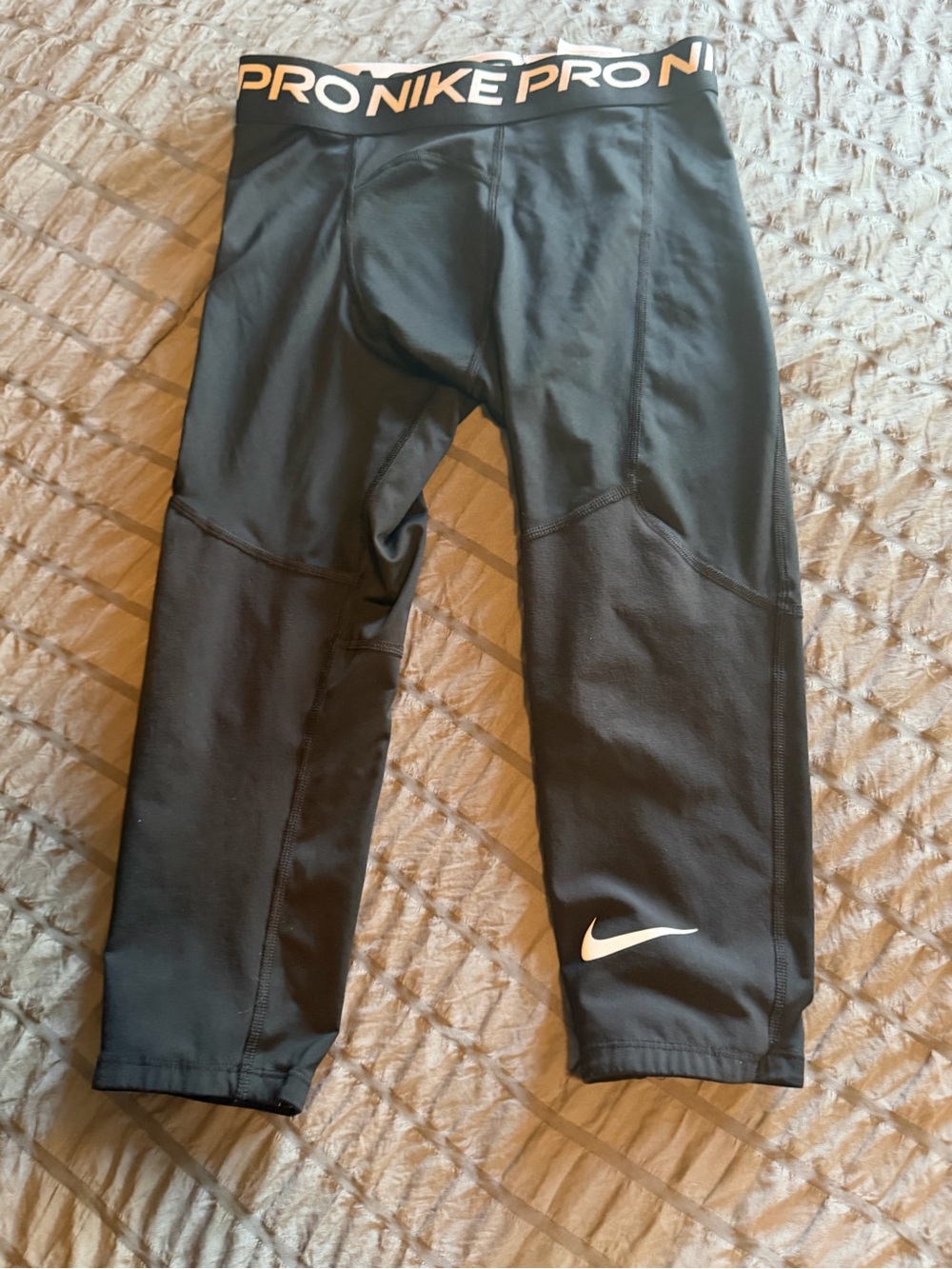 Nike Black Youth Pro Compression Leggings with White Swoosh